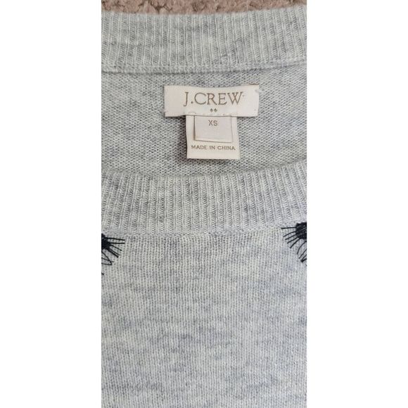 J. Crew Sweater Crew Neck Womens XS Grey w/ Black Lace Accent Soft Wool Blend - Picture 7 of 12